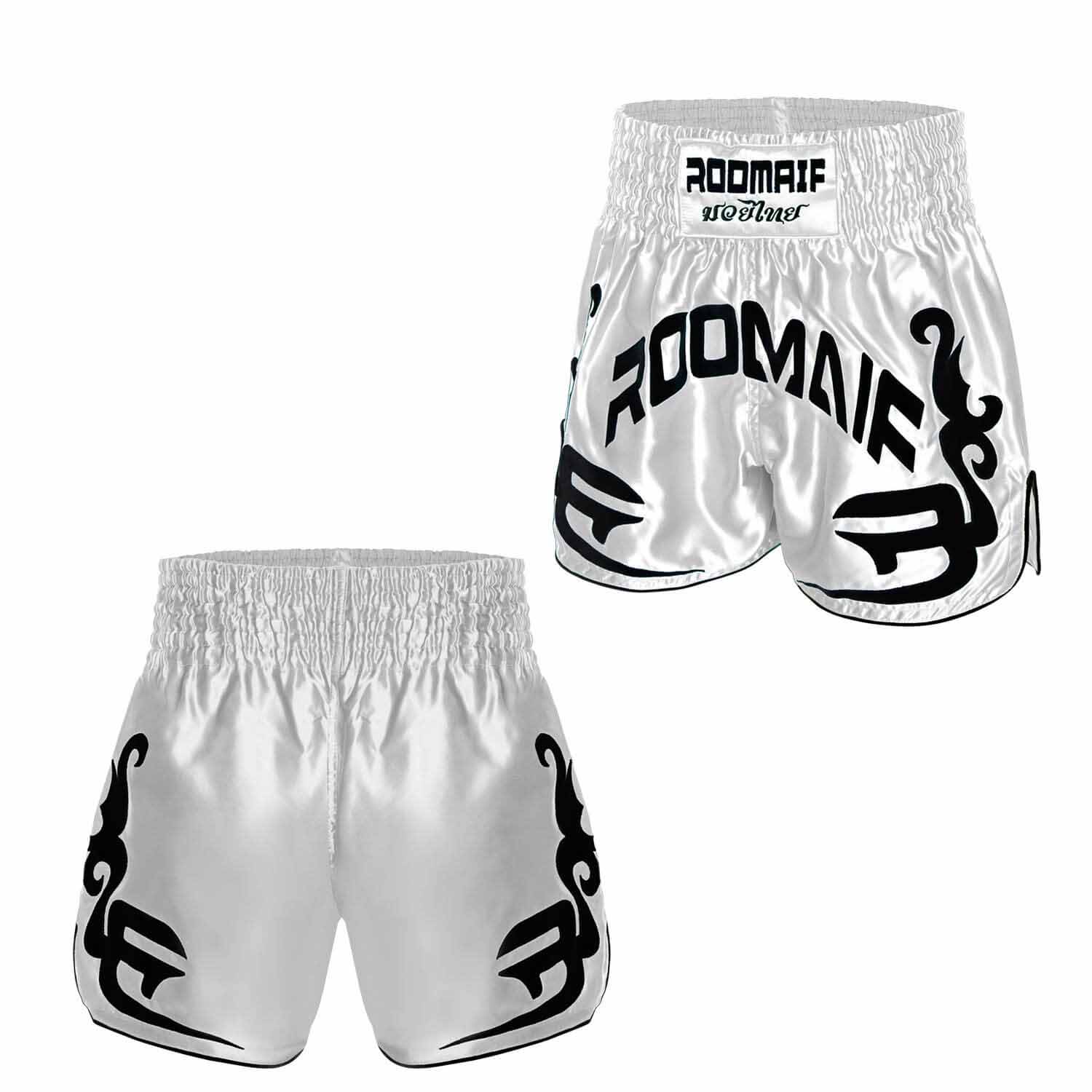 ROOMAIF RDIG MUAY THAI SHORTS WHITE
