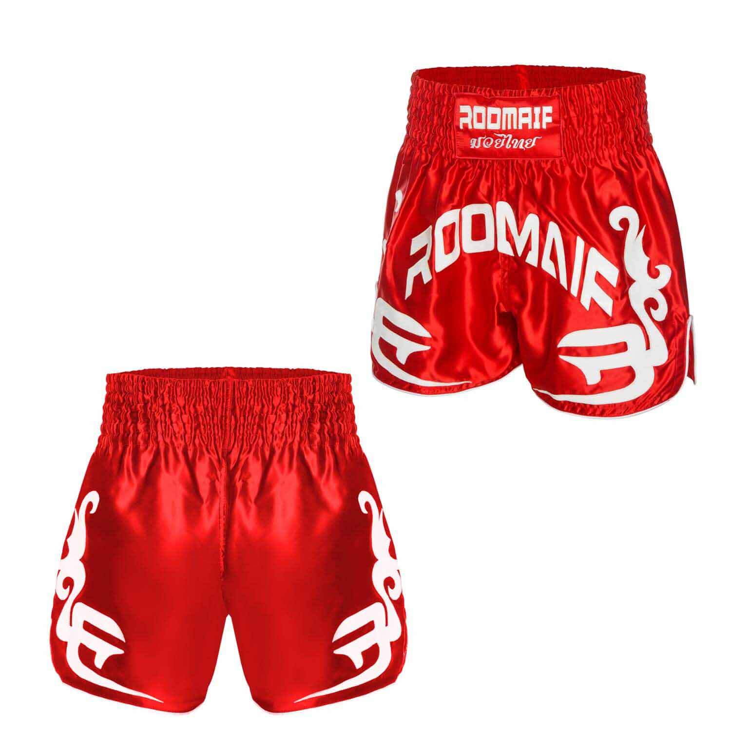 ROOMAIF RDIG MUAY THAI SHORTS RED/WHITE