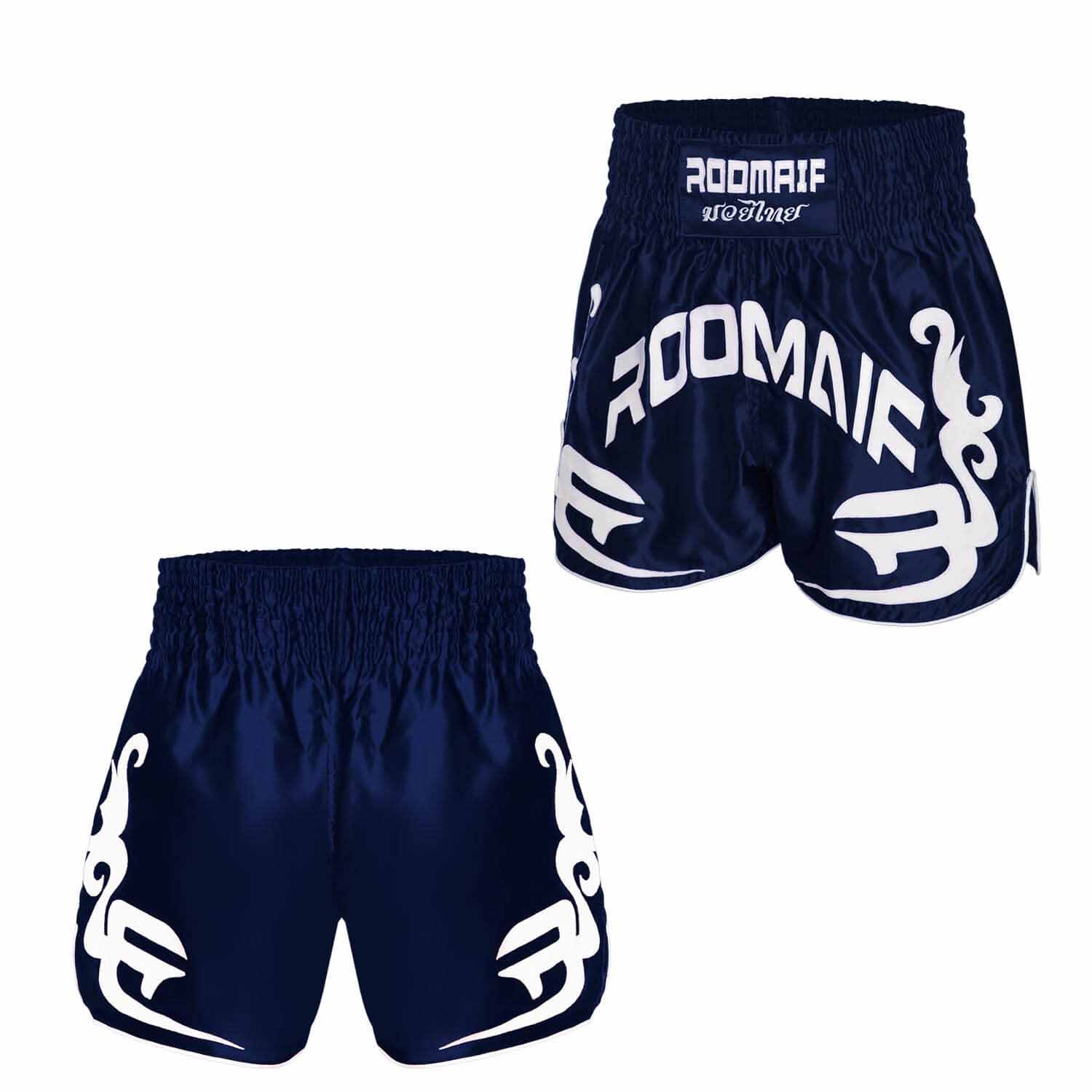 ROOMAIF RDIG MUAY THAI SHORTS NAVY/WHITE