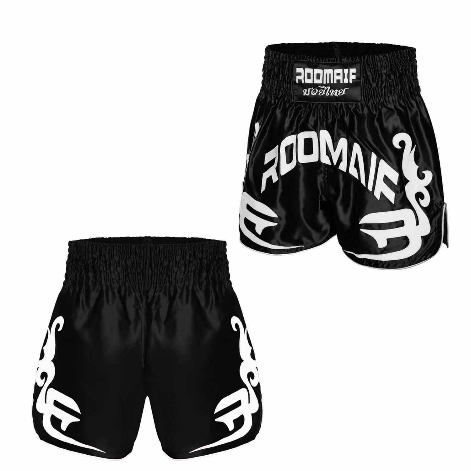 ROOMAIF RDIG MUAY THAI SHORTS BLACK/WHITE