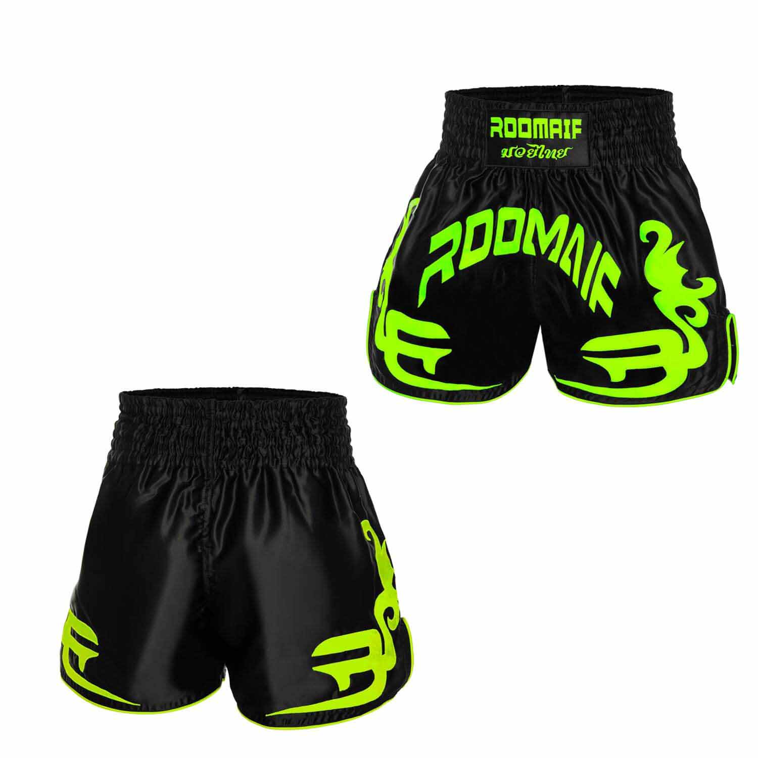 ROOMAIF RDIG MUAY THAI SHORTS FL.GREEN/BLACK