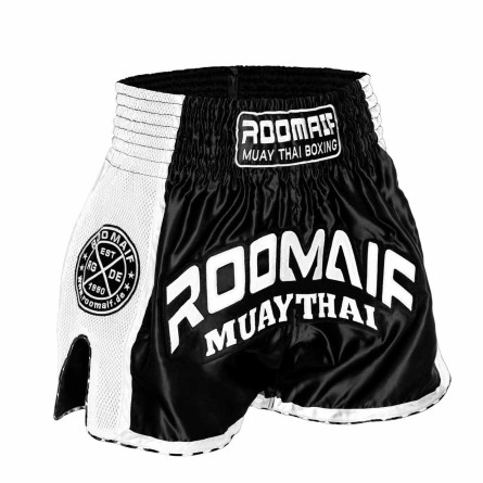 ROOMAIF VICTORY MUAY THAI SHORTS BLACK/WHITE