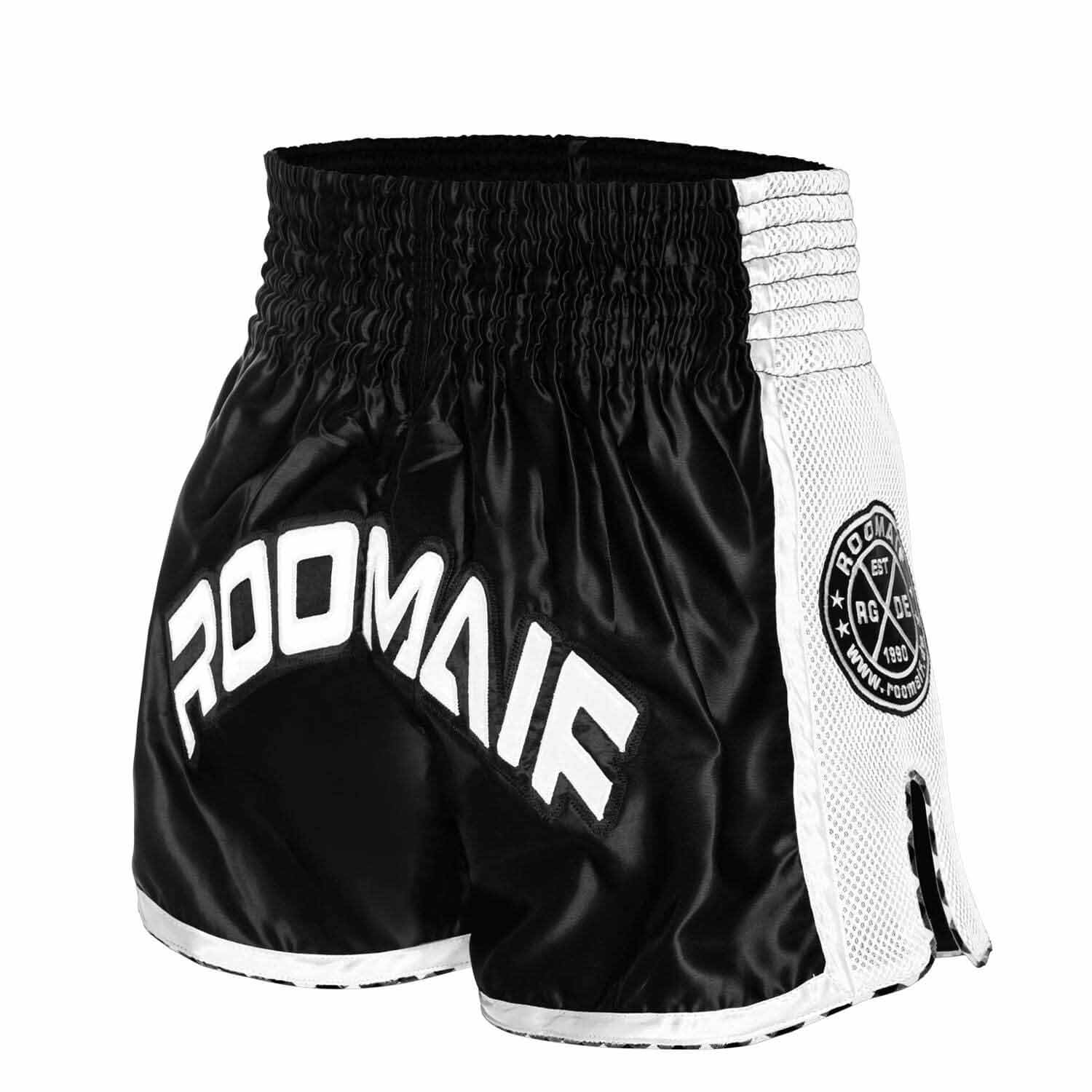 ROOMAIF VICTORY MUAY THAI SHORTS BLACK/WHITE