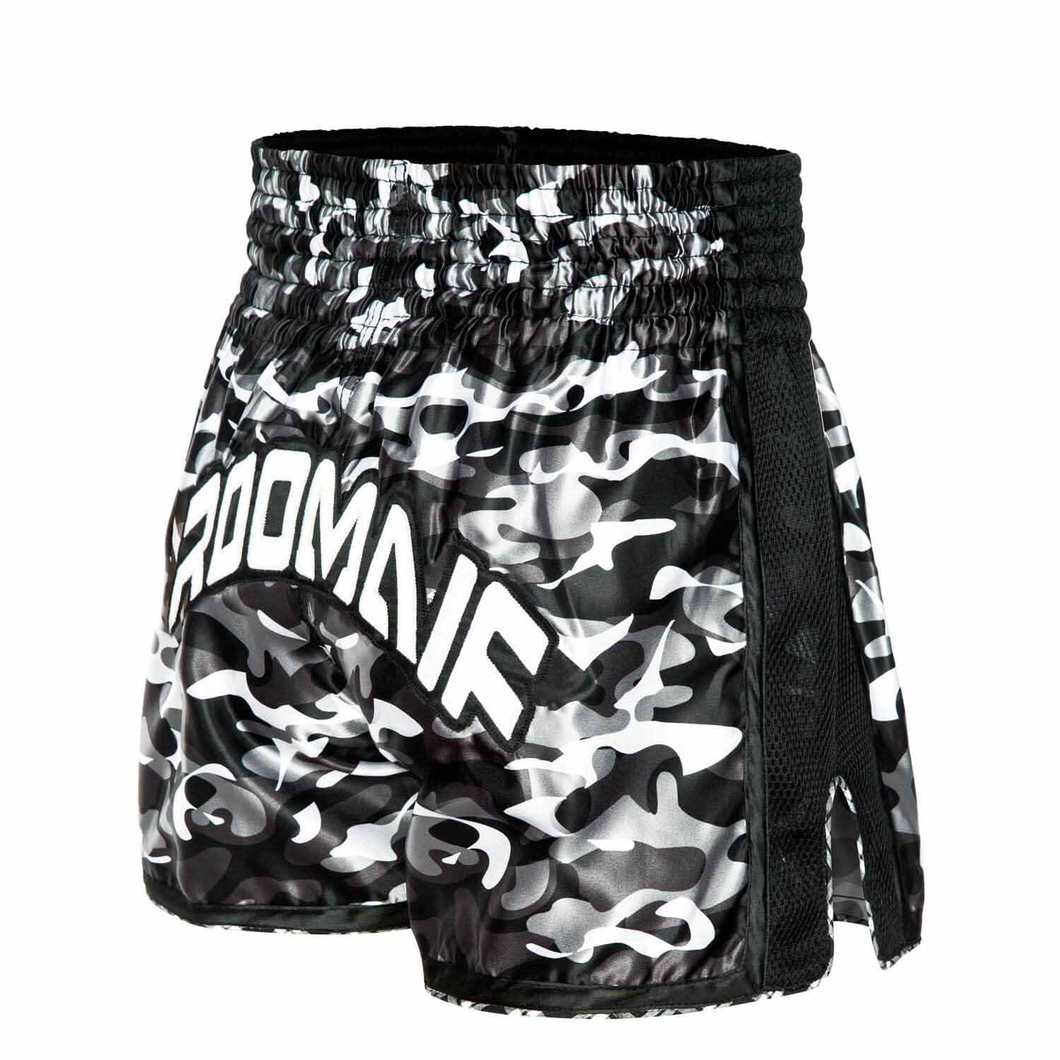 ROOMAIF CAMO MUAY THAI SHORTS BLACK/WHITE